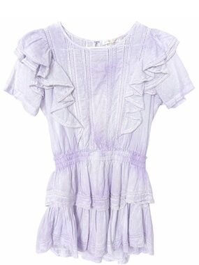 LoveShackFancy Lavender Ruffle Tiered Dress Small Cottagecore Puff Sleeve